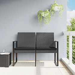 Maison Chic Banc de jardin à 2 places | Banquette de jardin | Chaise Relax et coussins gris foncé PP rotin -MN89466