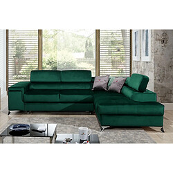 VENESETTI Canapé d'angle convertible - ERWAN - en tissu luxe 5 places, vert, angle droit (vu de face)