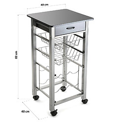 Versa Chariot de cuisine avec roulettes et tiroirs Leicester 40x40x82cm,Bois et métal, Gris pas cher