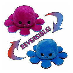 Universal Amusant double face flip réversible poulpe mignon animal en peluche (violet bleu)