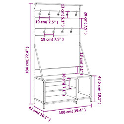 vidaXL Porte-vêtements et rangement des chaussures noir 100x41x184 cm pas cher