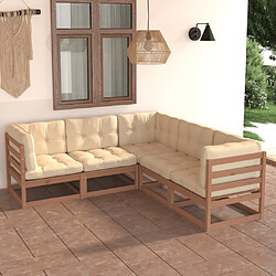 Maison Chic Salon de jardin 5 pcs + coussins - Mobilier/Meubles de jardin - Table et chaises d'extérieur Bois de pin massif -MN71969