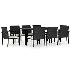 vidaXL Ensemble à manger de jardin 9 pcs Résine tressée Noir