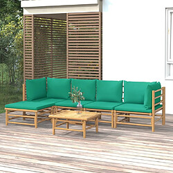 Maison Chic Salon de jardin 6 pcs + coussins - Mobilier/Meubles de jardin - Table et chaises d'extérieur vert bambou -MN14025