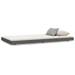 vidaXL Cadre de lit sans matelas gris 90x200 cm bois de pin massif