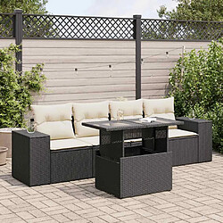 vidaXL Salon de jardin 5 pcs avec coussins noir résine tressée