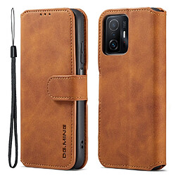 Etui en PU DG.MING style rétro avec support marron pour votre Xiaomi 11T/11T Pro