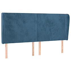 Maison Chic Tête de lit scandinave avec oreilles,meuble de chambre Bleu foncé 203x23x118/128 cm Velours -MN41894