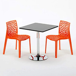 Avis Grand Soleil Table Noir et 2 Chaises Colorées Polypro