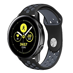 Bracelet en silicone creux bicolore noir/bleu pour votre Samsung Galaxy Watch Active