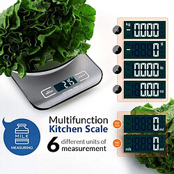 Universal 11 lb/5 kg Balance de cuisine numérique Balance alimentaire électronique Outil de mesure Moniteur à cristaux liquides Plate-forme en acier inoxydable Accessoires de cuisson