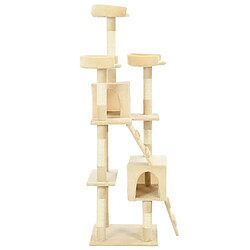 Helloshop26 Arbre à chat griffoir grattoir niche jouet animaux peluché en sisal 170 cm beige 3702119