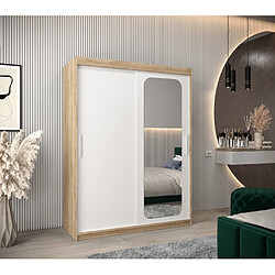 Abiks Meble Armoire PROMO T2 À Portes Coulissantes 200/150/62 2 Portes (Sonoma/Blanc)