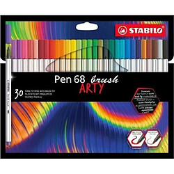 Newtons STABILO Pen 68 Brush - Étui 30 feutres Feutres pinceau dessin - Pointe pinceau - Étui carton - 30 couleurs