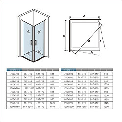 Cabine de douche 76x76x197cm porte de douche pivotante à 180°en verre anticalcaire pas cher