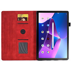 Etui en PU motif, anti-chute, motif veille/sommeil automatique avec support et porte-cartes pour votre Lenovo Tab M10 Plus (Gen 3) - rouge