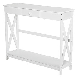 Homcom Console style table de drapier néo-rétro tiroir + étagère dim. 100L x 30l x 81H cm MDF blanc