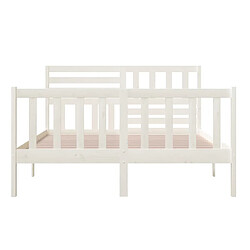 Maison Chic Lit adulte - Lit simple Cadre de lit,Structure du lit Contemporain Blanc Bois massif 140x200 cm -MN69861 pas cher