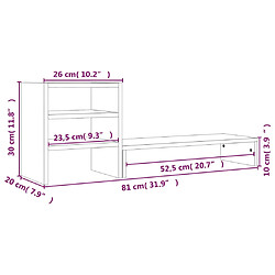 vidaXL Support de moniteur Marron miel 81x20x30 cm Bois de pin solide pas cher