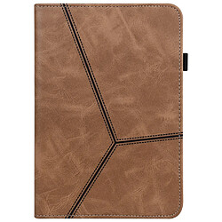 Etui en PU motif de lignes, réglable, antichocs avec support et porte-carte, marron pour votre Oppo Pad