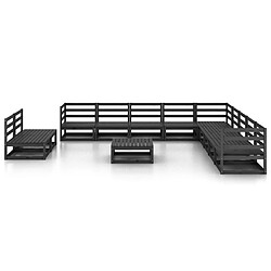 Avis Maison Chic Salon de jardin 12 pcs - Table et chaises d'extérieur - Mobilier/Meubles de jardin Moderne noir bois de pin massif -MN88238