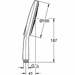 Avis GROHE Pommeau de douche Vitalio SmartActive 150 - 3 jets - Ø 150 mm - Technologie anti-brulûre - Economie d'eau - Chromé - 26597000