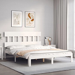 Avis Maison Chic Lit adulte - Cadre Structure de lit avec tête de lit Contemporain blanc 160x200 cm bois massif -MN67274