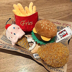 Universal 4 / PC Set Hamburger en peluche de chien doux Frises Frries Frises Forme Toy Toy résistant aux morsures pour les jouets pour animaux de compagnie