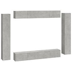 Maison Chic Ensemble de meubles TV 8 pcs | Banc TV Moderne pour salon | Meuble de Rangement - Gris béton Bois d'ingénierie -MN27110