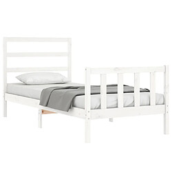 Avis Maison Chic Lit adulte - Cadre Structure de lit avec tête de lit Contemporain blanc 90x200 cm bois massif -MN61076