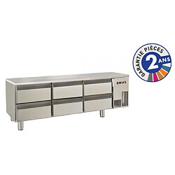 Soubassement Réfrigéré Positif Inox 6 Tiroirs - 220 L - Baron