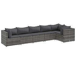 vidaXL Salon de jardin 6 pcs avec coussins Gris Résine tressée