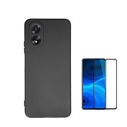 Kit de film en verre trempé de la couverture de 5D + couvercle de silicone liquide Phonecare pour Oppo A38 4G - le noir