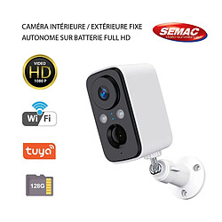 Optex Caméra Intérieure Extérieure sur batterie Full HD P990432 + Carte Micro SD 128G - 1080P Wifi Détection de mouvement Vision nocturne