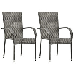 Acheter Salle à manger de jardin 3 pcs,Table et chaise à dîner Gris -MN41302