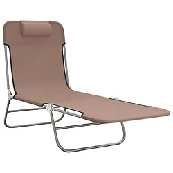 Avis Maison Chic Lot de 2 Chaises longues pliables | Bain de soleil Relax | Transat marron textilène et acier -GKD62661