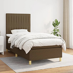 Maison Chic Structures de lit + matelas,Lit à sommier tapissier avec matelas Marron foncé 90x200 cm -MN78535