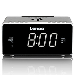 Lenco Radio-réveil FM stéréo avec USB et chargeur de smartphone sans fil Qi CR-550SI Argent