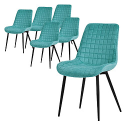 ML-Design Lot de 6 Chaises de Salle à Manger, Pétrole, Assise en Velours avec Pieds Métalliques Noirs