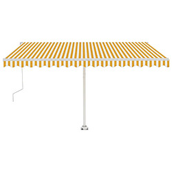 Maison Chic Auvent automatique | Store banne extérieur | Marquise capteur de vent LED 450x350cm Jaune et blanc -MN55543