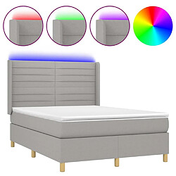 Sommier à lattes et matelas LED,Cadre à lattes de lit pour Adulte Gris clair 140x200 cm Tissu -MN28612