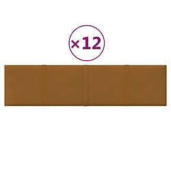 vidaXL Panneaux muraux 12 pcs Marron 60x15 cm Velours 1,08 m²