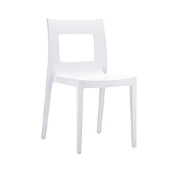 Decoshop26 Chaise multi-usages pour intérieur ou extérieur dossier ouvert empilable en plastique blanc 10_0005509