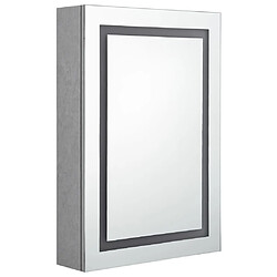 Avis Maison Chic Armoire de salle de bain,Meuble de rangement,Meuble haut à miroir LED gris béton 50x13x70 cm -GKD758403