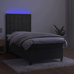 Acheter Maison Chic Lit adulte- Lit + matelas,Sommier à lattes de lit et matelas et LED Gris foncé 90x190 cm -GKD28706