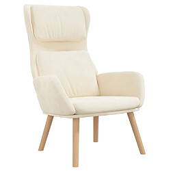 vidaXL Chaise de relaxation Blanc crème Velours