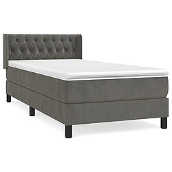 Maison Chic Lit Adulte - Lit simple Lit à sommier tapissier et matelas moelleux - Meuble de Chambre - Gris foncé 90x190 cm Velours -MN61249