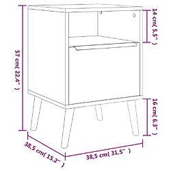 Finori Table de chevet Lusk 61A chêne sonoma 38,5x38,5x57 cm pas cher