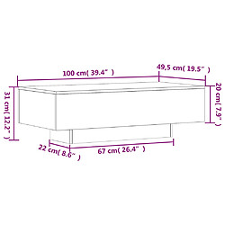 vidaXL Table basse gris béton 100x49,5x31 cm bois d'ingénierie pas cher