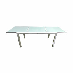 Mes Ensemble table 160/240 cm + 6 chaises en aluminium blanc pas cher